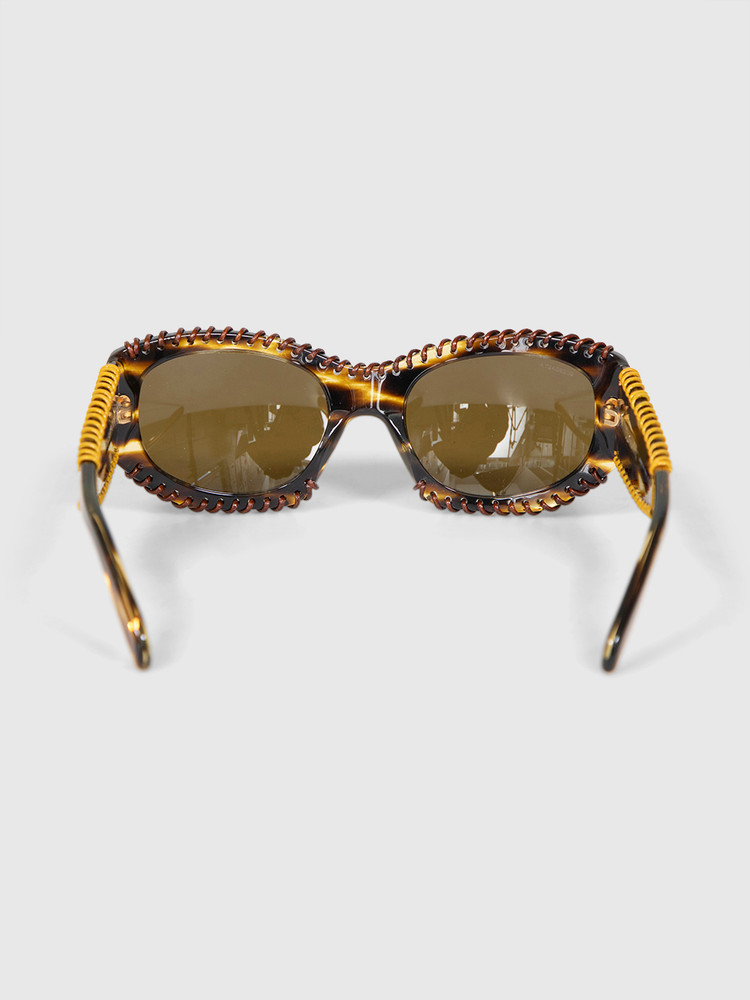 Burberry Tortoiseshell Stitched Detail Sunglasses
