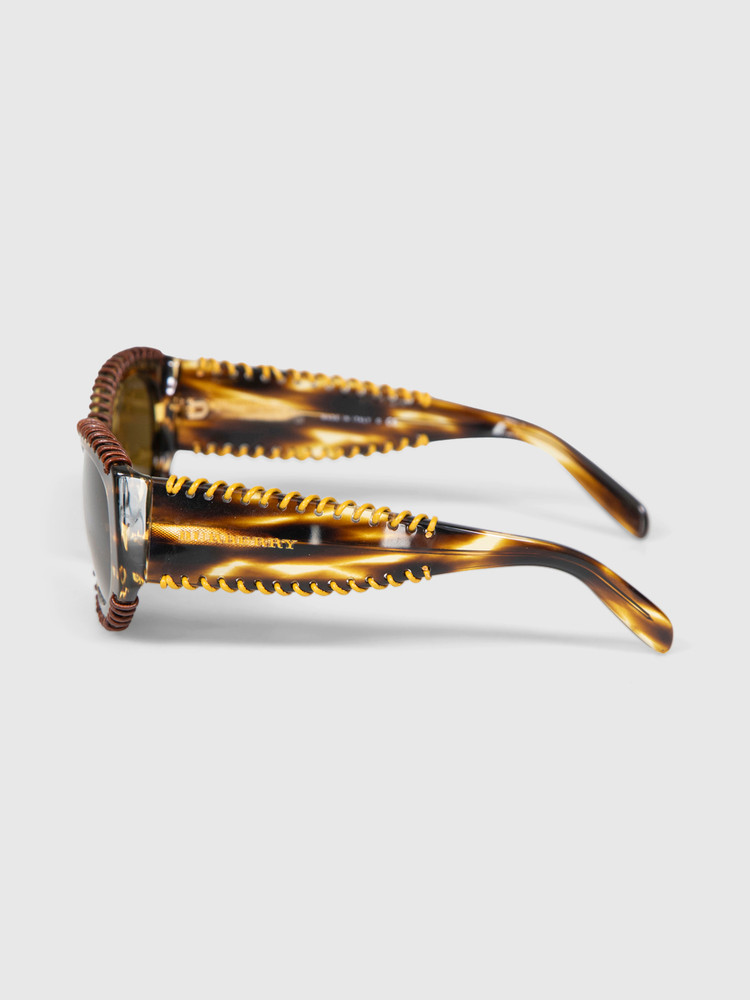 Burberry Tortoiseshell Stitched Detail Sunglasses
