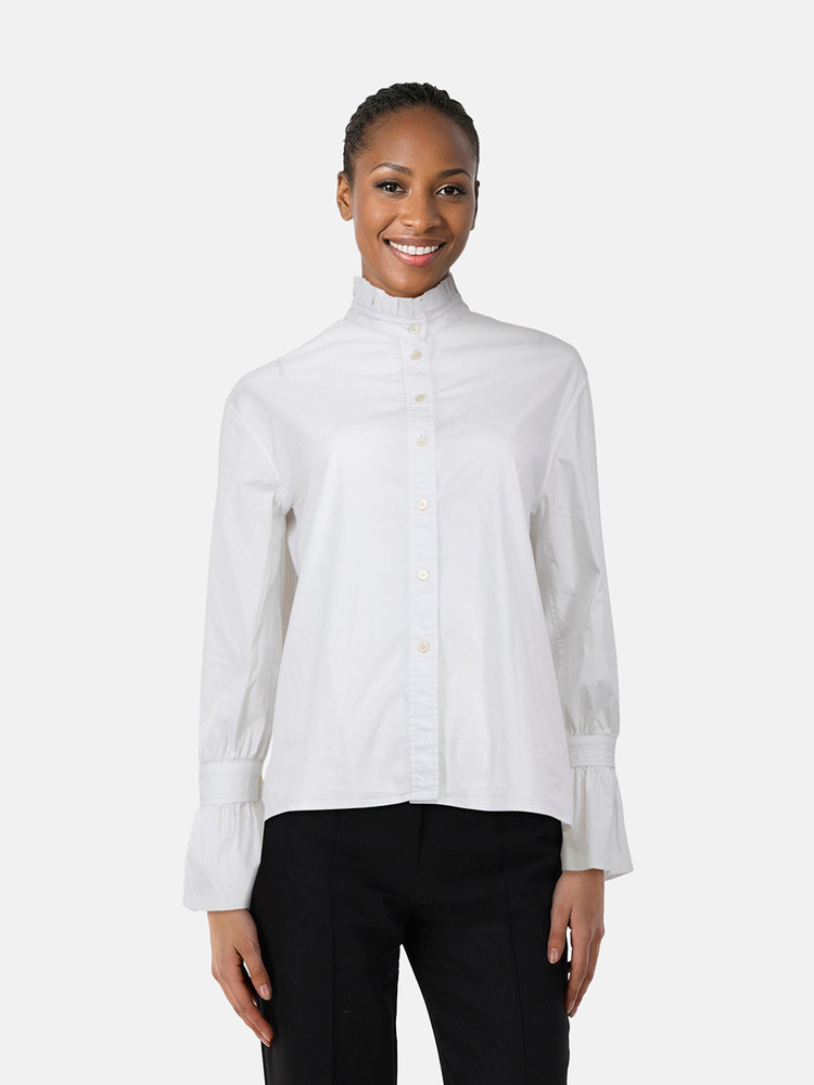 Burberry White Pleated Collar Shirt