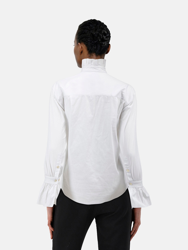 Burberry White Pleated Collar Shirt