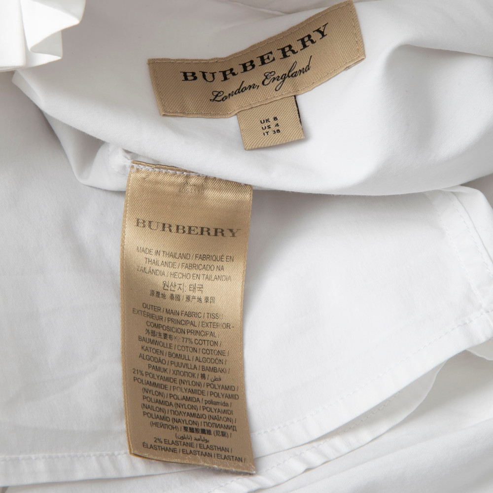 Burberry White Pleated Collar Shirt