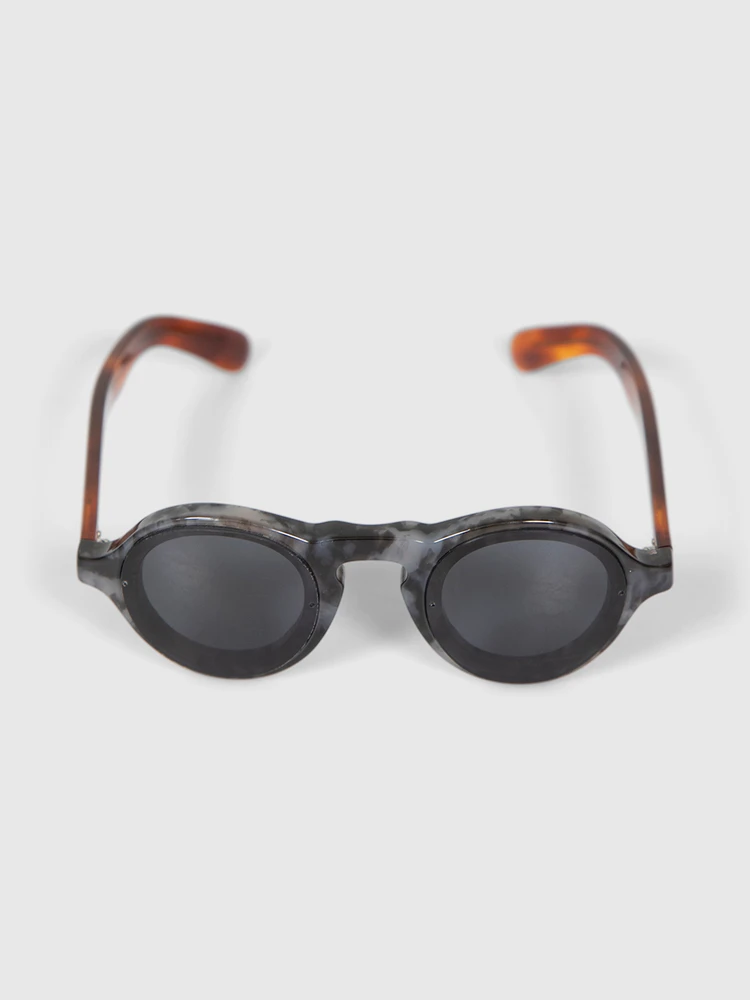 Burberry Grey & Brown Round Tortoiseshell Sunglasses