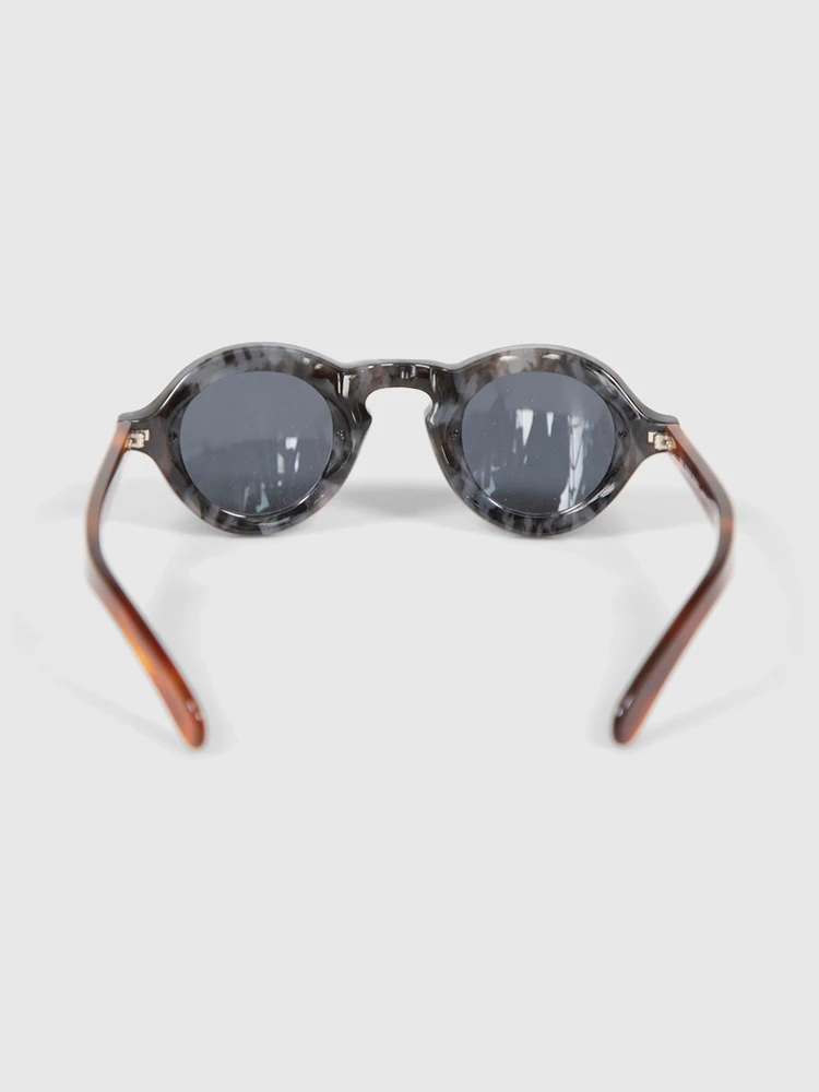 Burberry Grey & Brown Round Tortoiseshell Sunglasses
