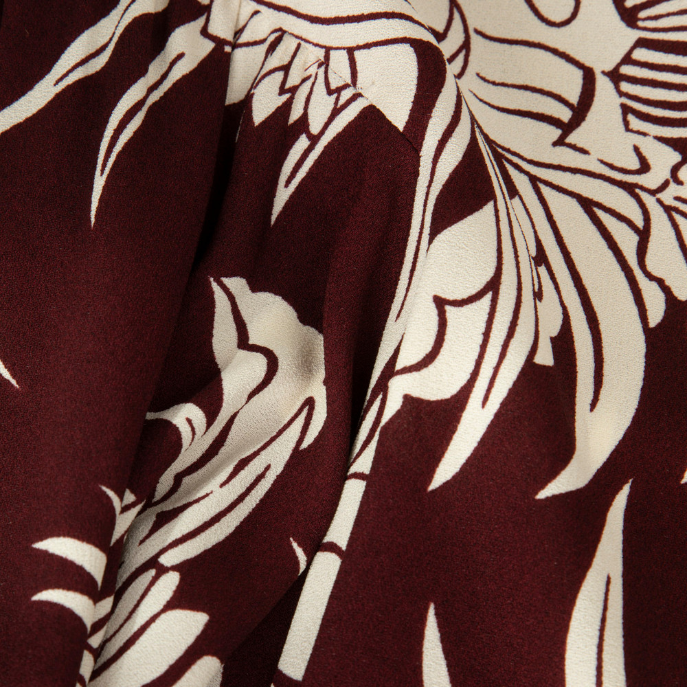 Prada Resort 2014 Burgundy Floral Knee Length Skirt