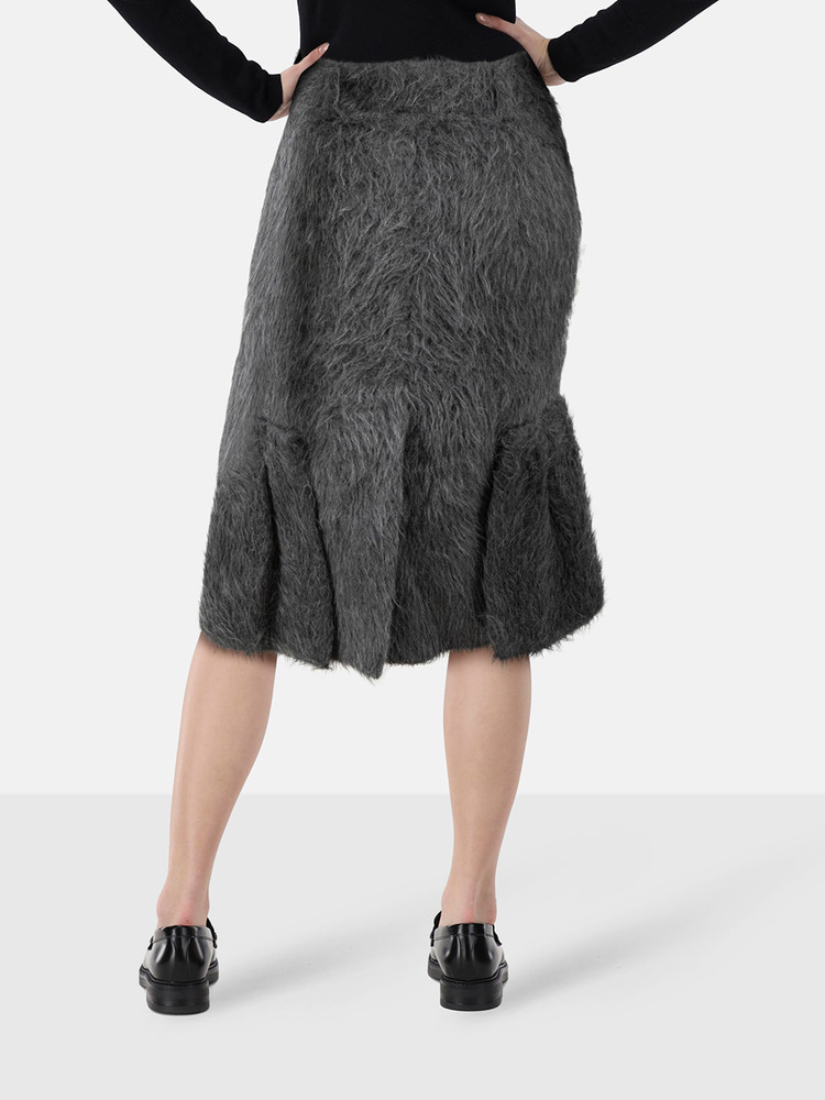 Prada Fall 2017 Grey Brushed Alpaca Flute Midi Skirt