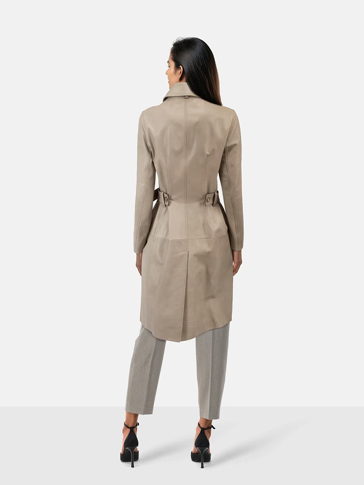 Prada Vintage 2002 Beige Leather Trench Coat