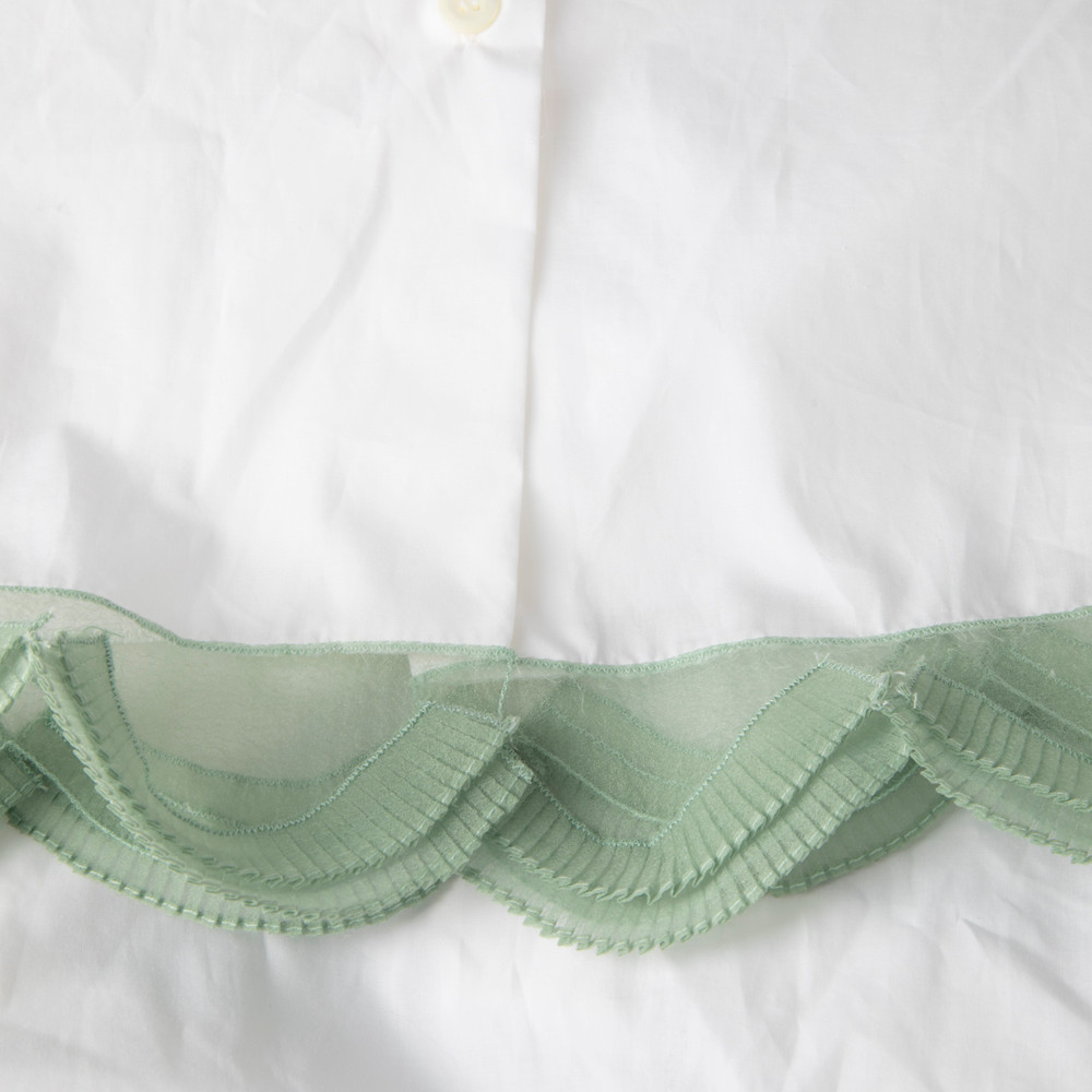 Prada White Sleeveless Scallop Hem Shirt
