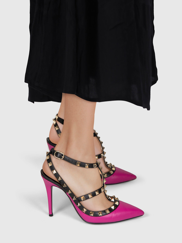 Valentino Garavani Fuchsia Leather Rockstud Heels