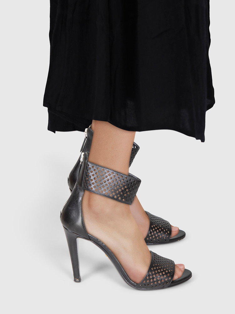 Prada Black Laser Cut Sandals