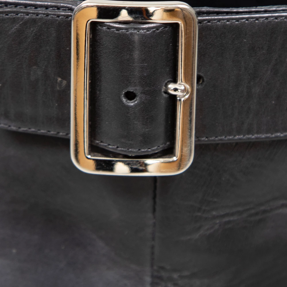 Prada Black Leather Buckled Boots