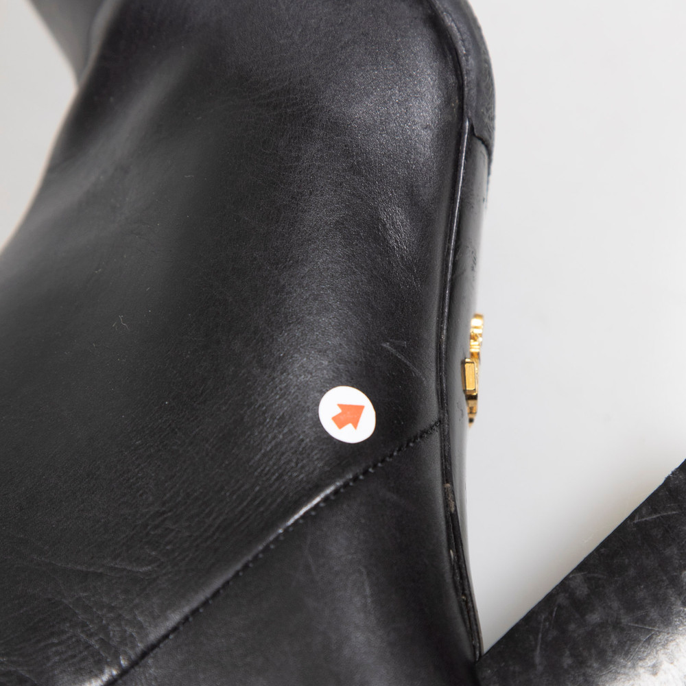 Prada Black Leather Buckled Boots