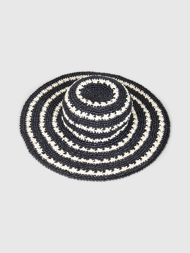 Prada Navy & White Raffia Sun Hat