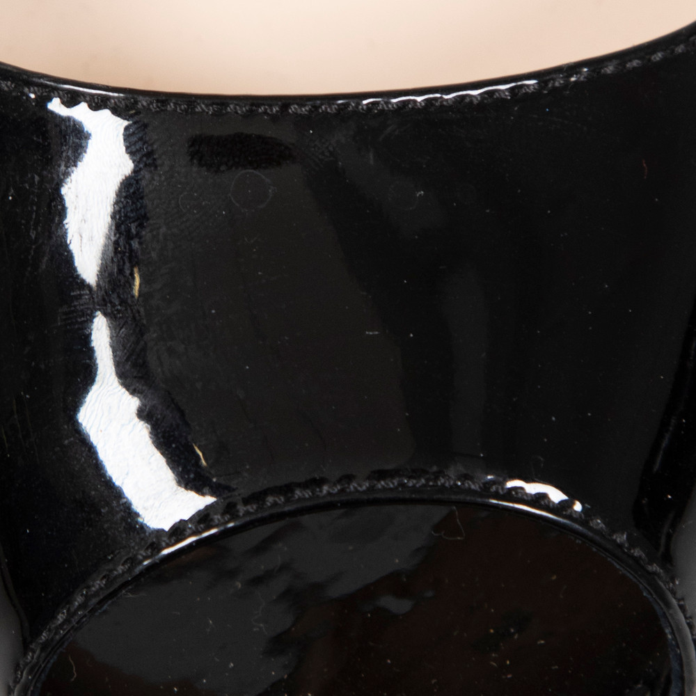 Prada Black Patent Leather Peep Toe Heels