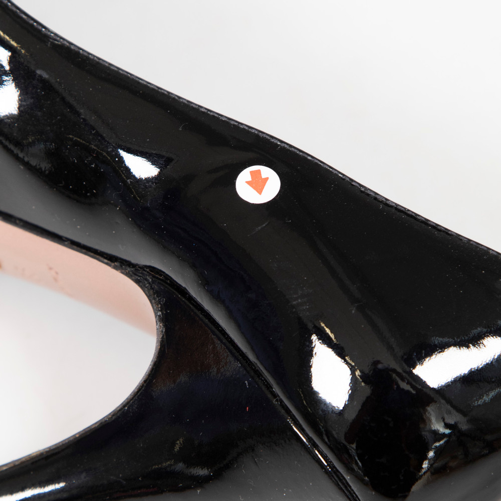 Prada Black Patent Leather Peep Toe Heels