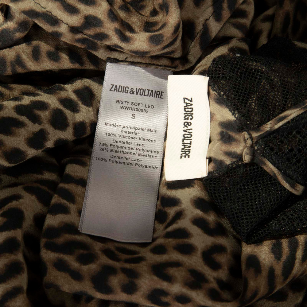 Zadig & Voltaire Leopard Lace Trim Midi Dress
