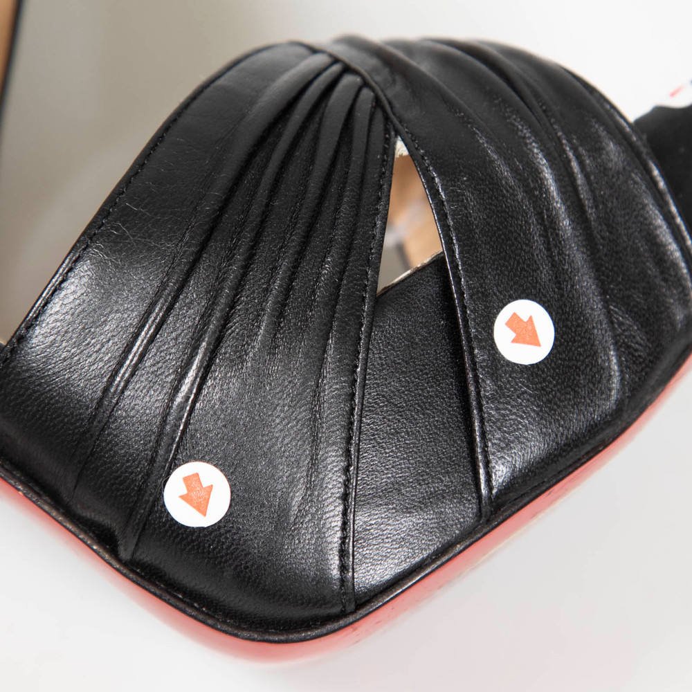 Christian Louboutin Black Ruched Leather Heels