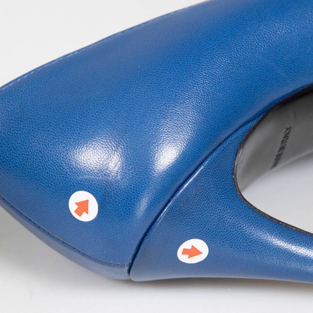 Prada Navy Leather Almond Toe Pumps