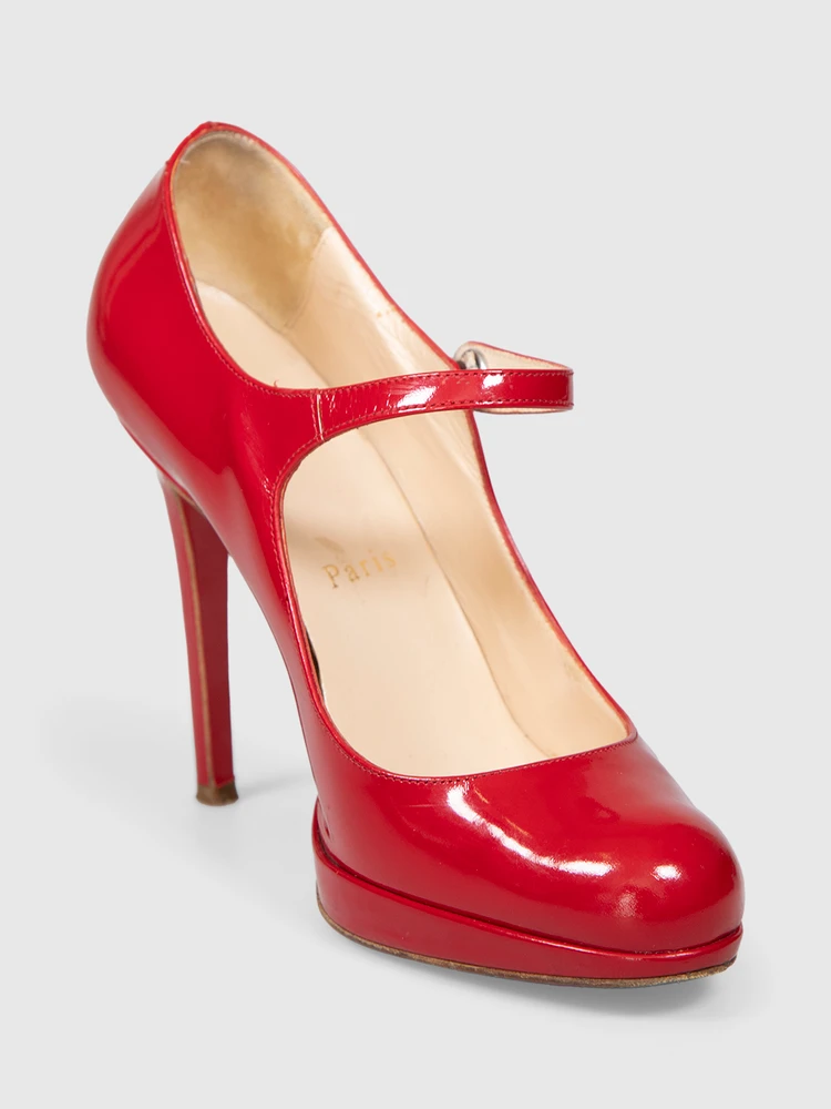 Christian Louboutin Red Patent Mary Jane Heels