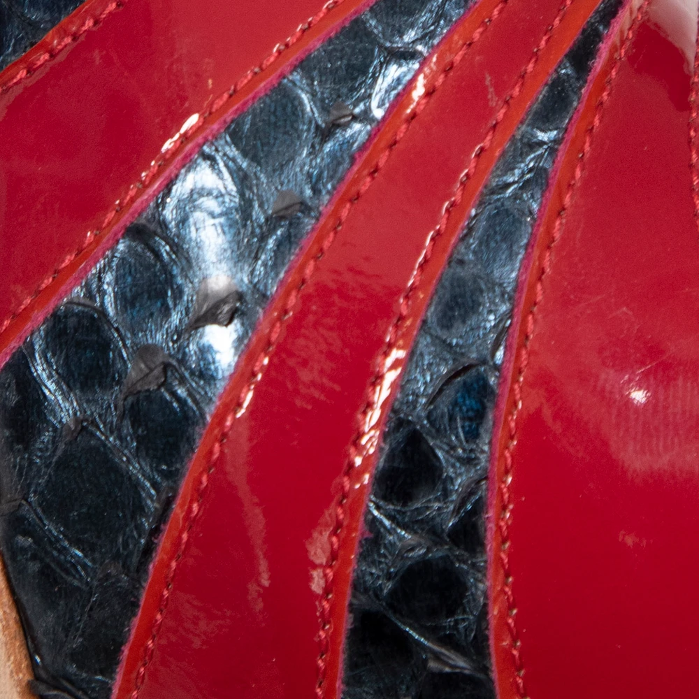Alexander McQueen Red Patent & Snakeskin Panel Heels