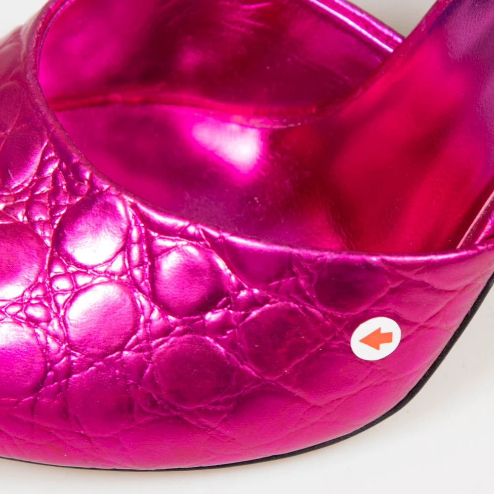 Paris Texas Pink Metallic Croc Embossed Mules