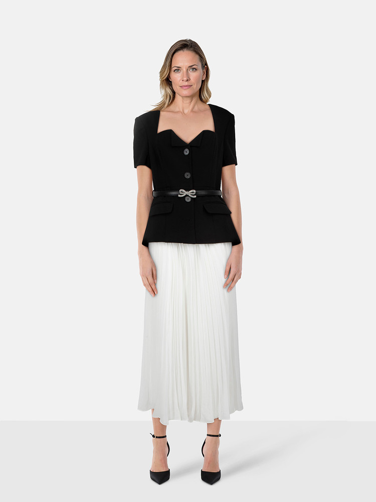 Self-Portrait Black & White Tailored Midi Dress