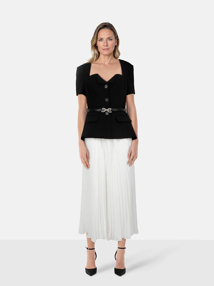 Self-Portrait Black & White Tailored Maxi Dress
