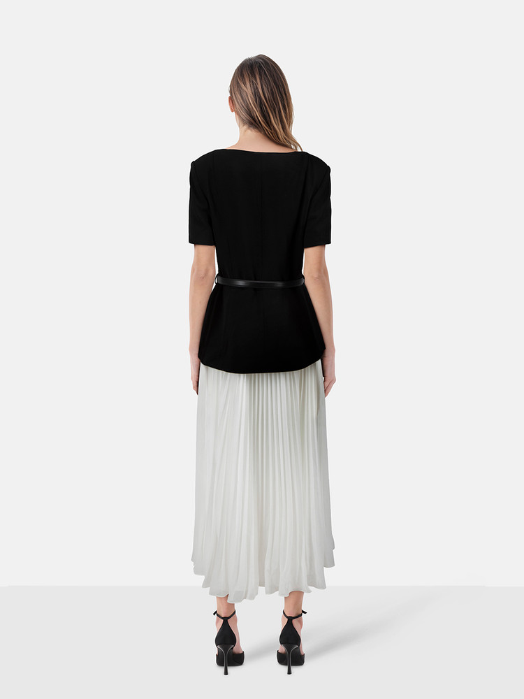 Self-Portrait Black & White Tailored Midi Dress
