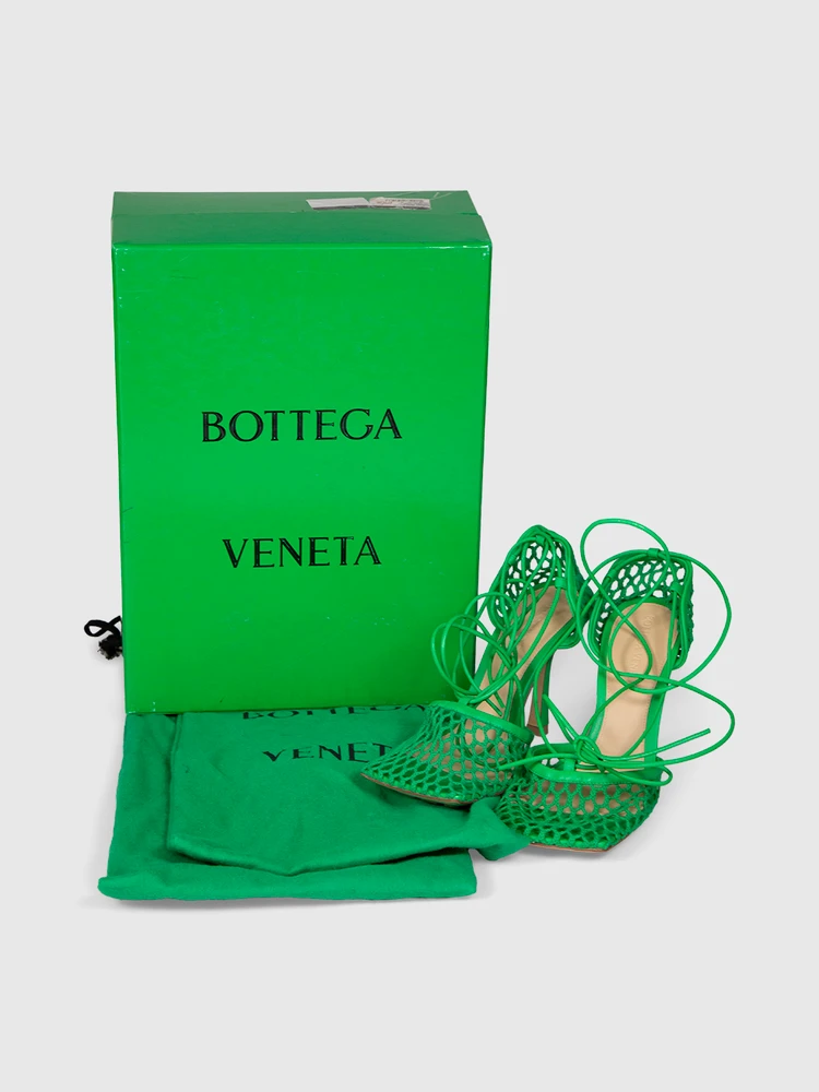 Bottega Veneta Green Stretch Mesh Sandals
