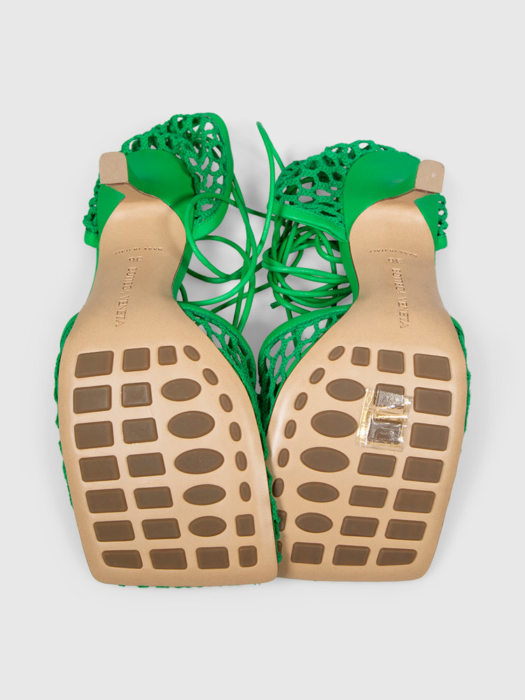 Bottega Veneta Green Stretch Mesh Sandals