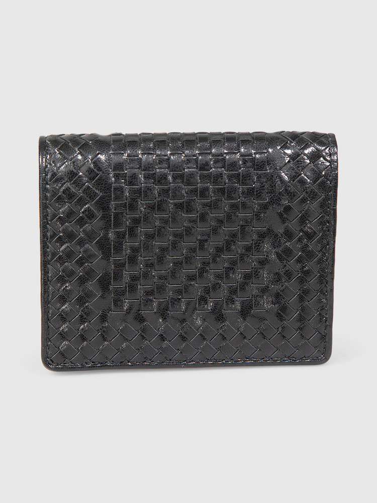 Prada Black Woven Leather Wallet