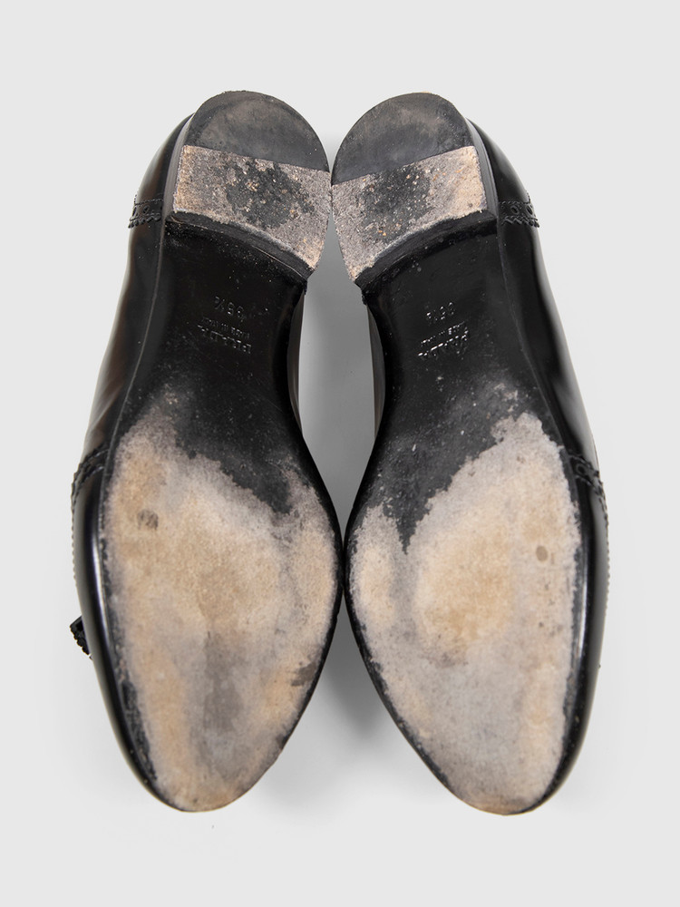 Prada Black Leather Tassel Accents Loafers