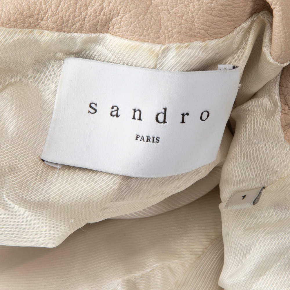 Sandro Evissa Scalloped Leather Jacket