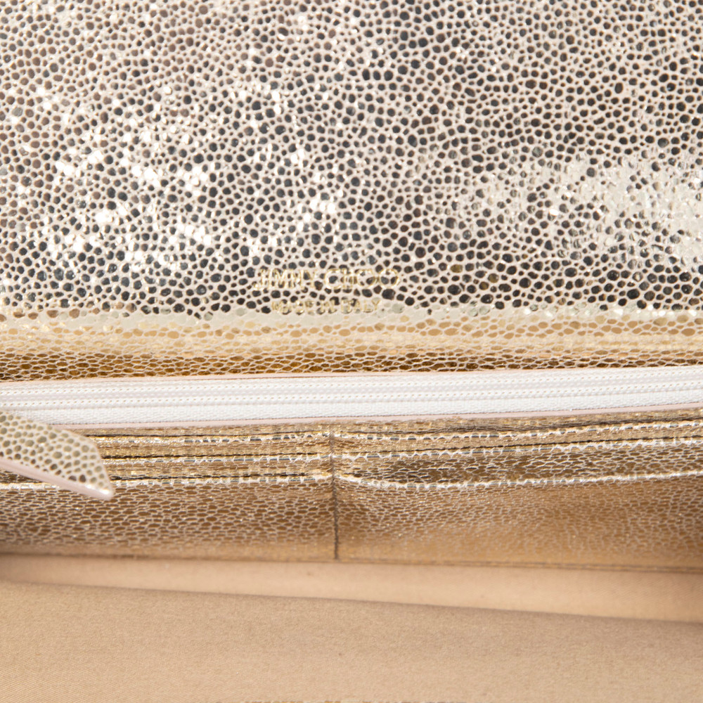 Jimmy Choo Gold Glitter Fabric Milla Chain Clutch
