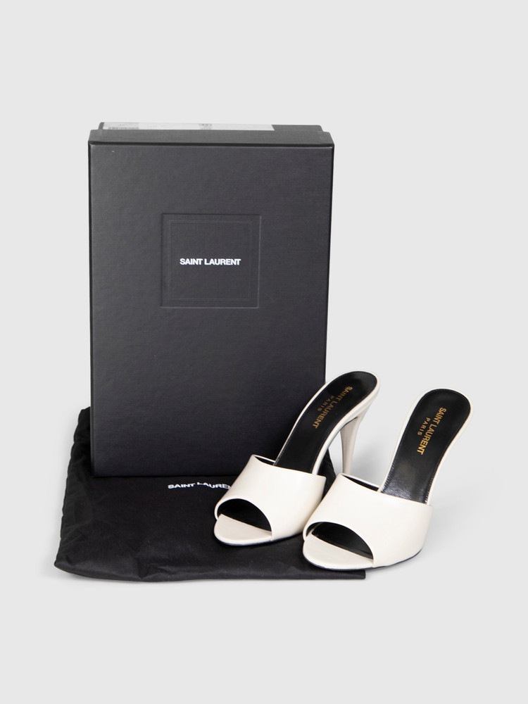 Saint Laurent Pearl Calfskin New Belfagor Mules