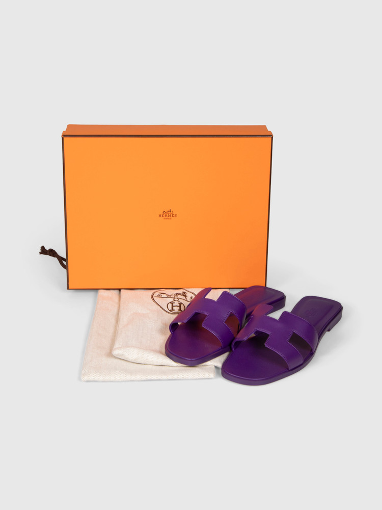 Hermès Violet Majorette Oran Sandals