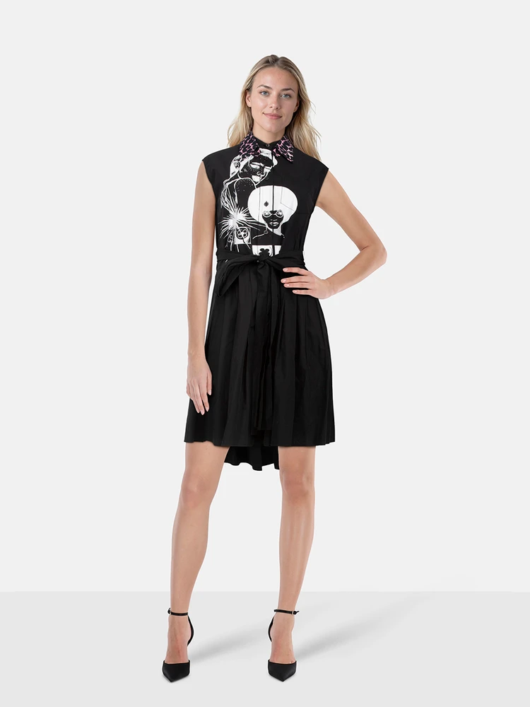 Prada Contrast Collar Detail Dress