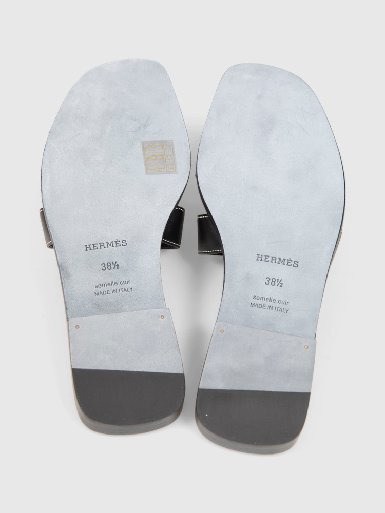 Hermès Black Box Calfskin Oran Sandals