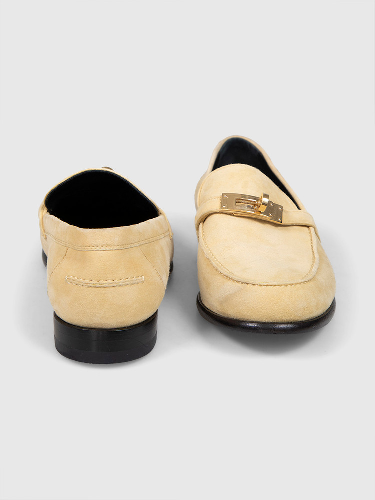 Hermès Beige Albâtre Destin Suede Loafers