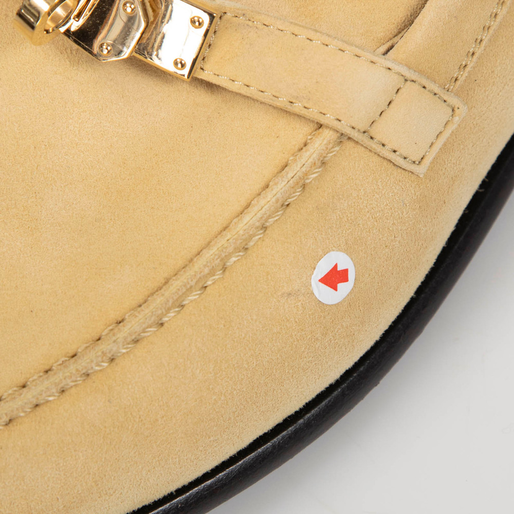 Hermès Beige Albâtre Destin Suede Loafers