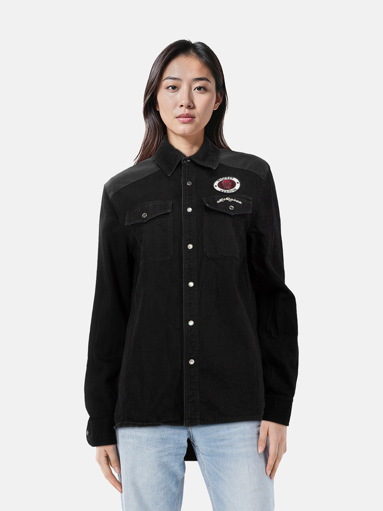 Alexander McQueen Skull Patch Denim Shirt