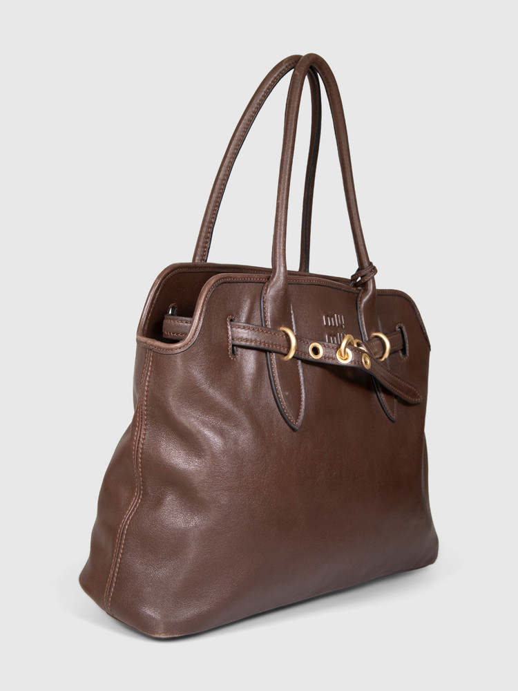 Miu Miu Briarwood Brown Adventure Nappa Medium Bag