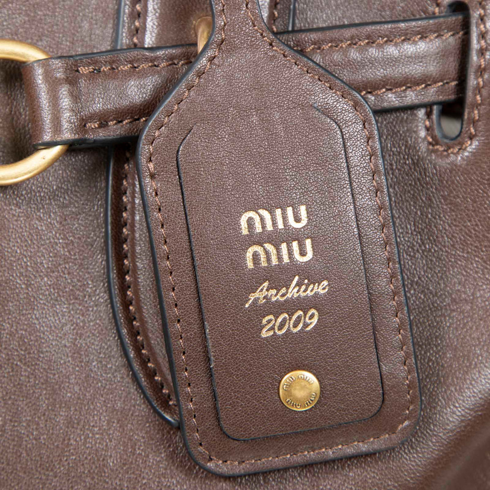 Miu Miu Briarwood Brown Adventure Nappa Medium Bag