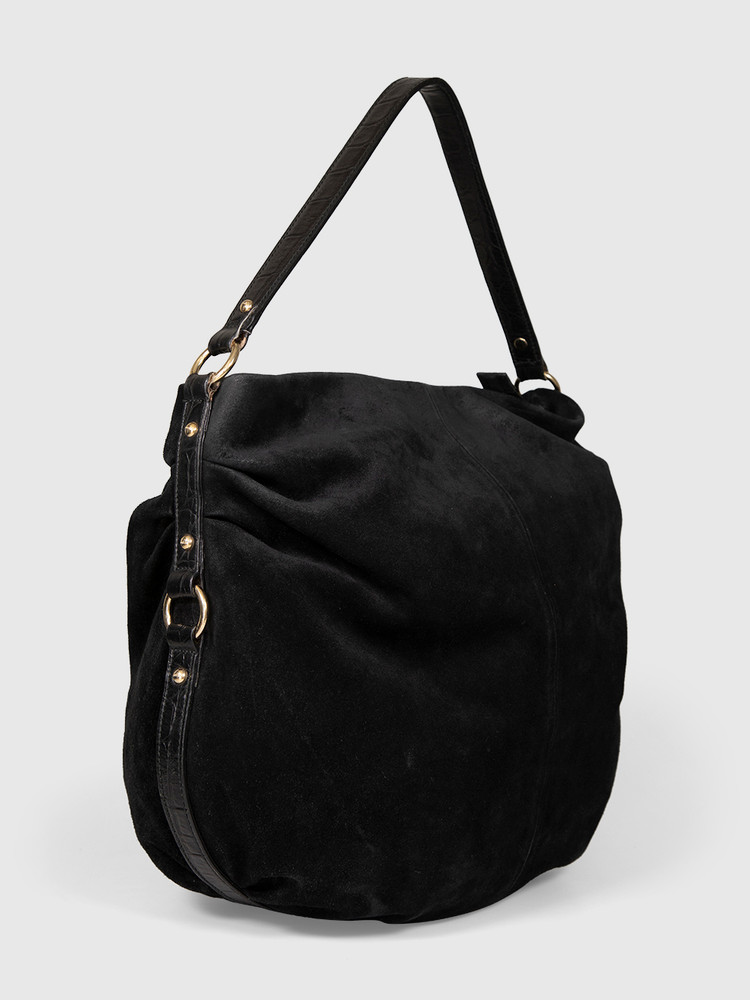 Furla Black Suede Shoulder Bag