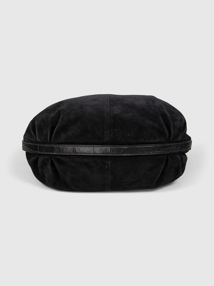 Furla Black Suede Shoulder Bag