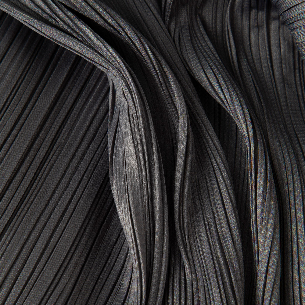 Issey Miyake Grey Pleated Mock Neck Top