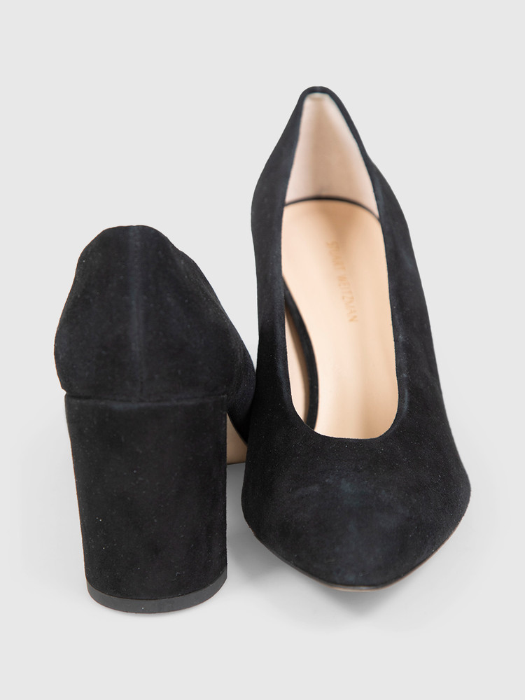 Stuart Weitzman Black Suede Pointed Pumps