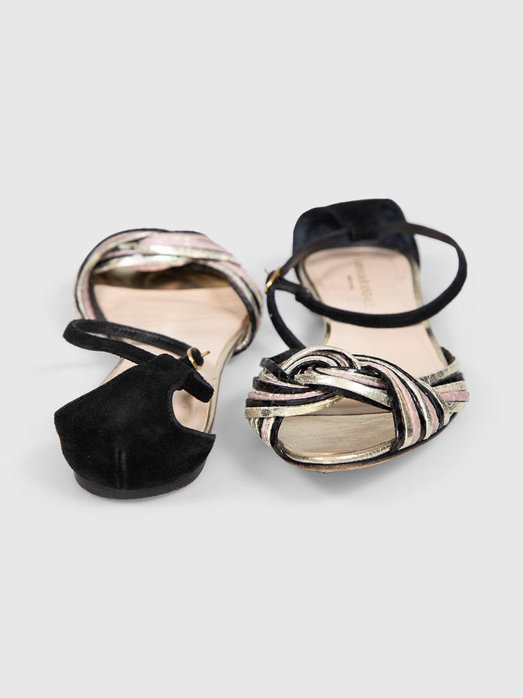 Loeffler Randall Knot Leather Peep Toe Sandals
