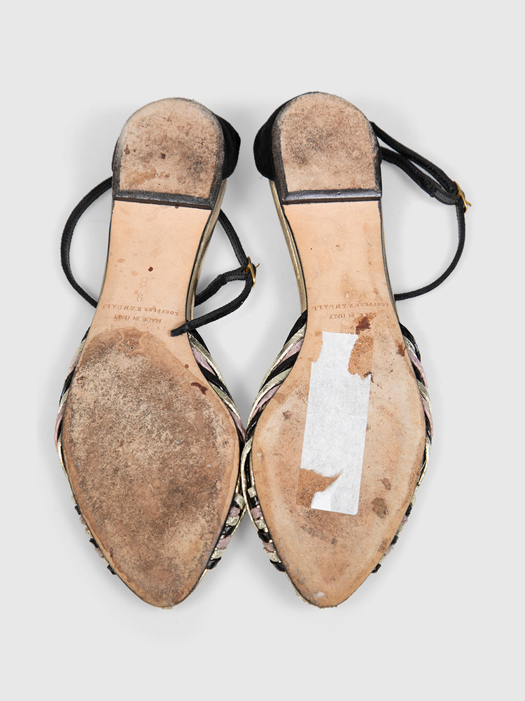 Loeffler Randall Knot Leather Peep Toe Sandals