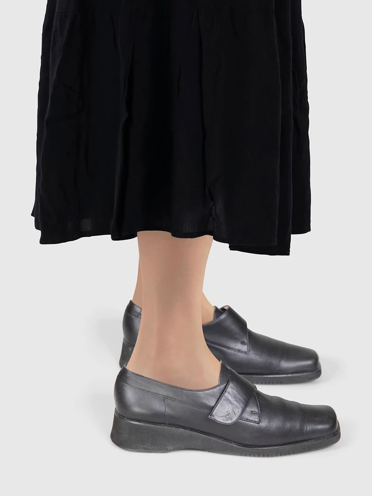 Salvatore Ferragamo Vintage Black Square Toe Loafers
