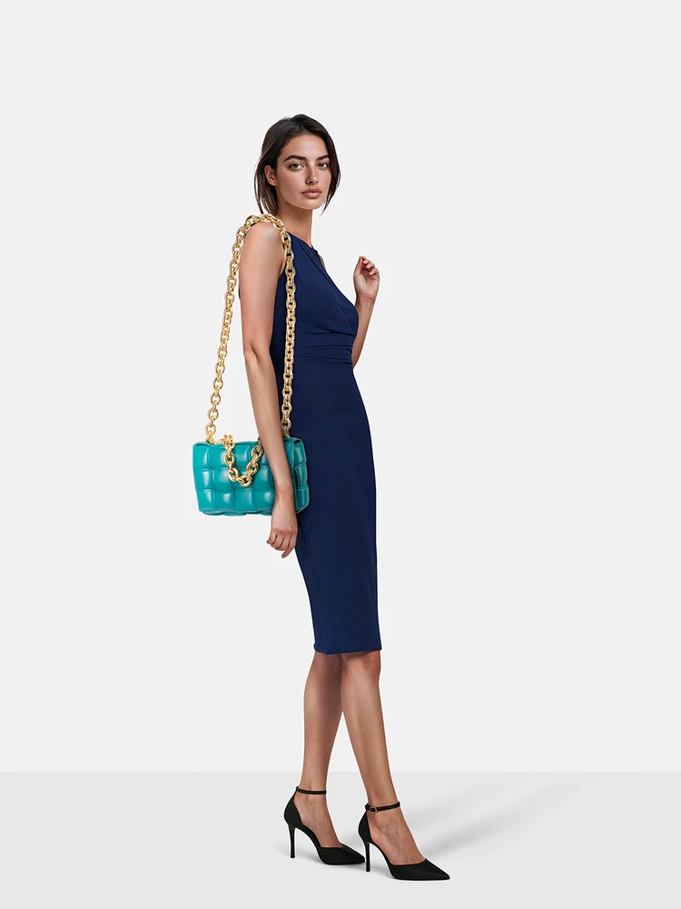 Bottega Veneta Teal Leather Intrecciato Padded Cassette